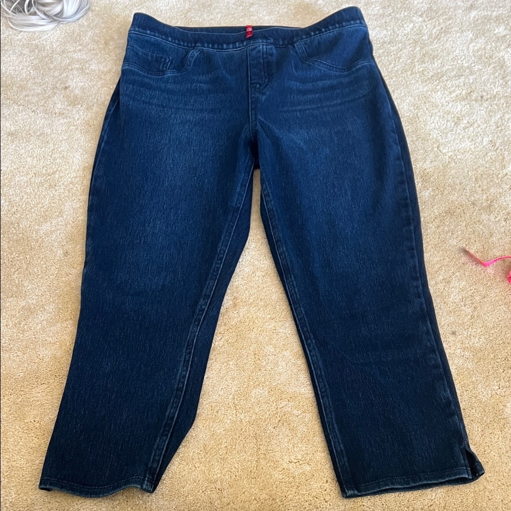 SPANX Straight-Leg cropped Jeans in Dark Blue Indigo Size Large